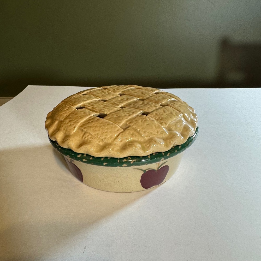 Vintage Ceramic Apple Pie Potpourri Simmerer Lattice Crust Dish Farmhouse